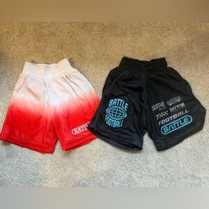 Kids Mesh Athletic Shorts - Red Ombre & Black Graphic Set
